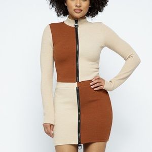 Top and Mini skirt with Zipper